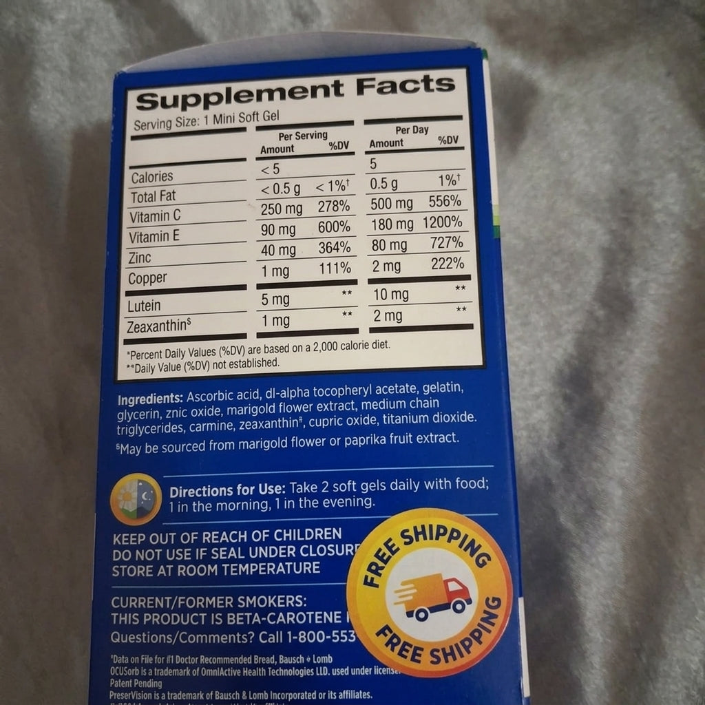 Bausch & Lomb PreserVision AREDS Lutein Eye supplement 120 Softgels
